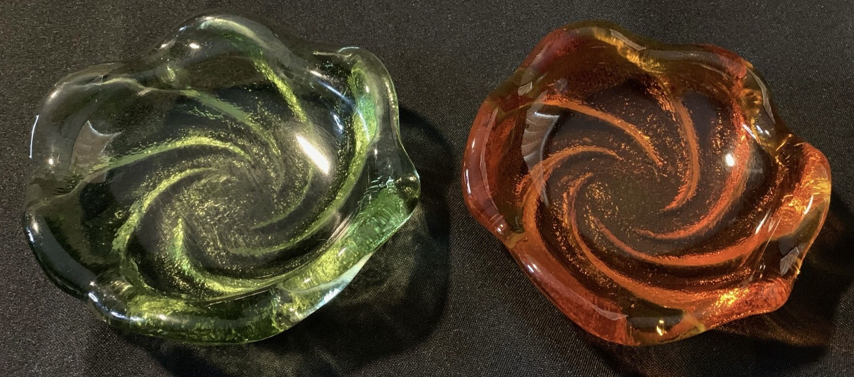 Pair of Heavy Vintage Glass Dishes (Soap Dishes?).