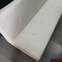 White Faux Leather Sofa/Futon