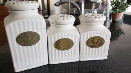 Ceramic Storage Jars For Coffee Tea & Sugar