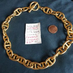 Chain Mariners Ling Very Heavy Gold-plated Custome Jewelry vintage to now read description please 