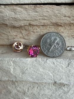 14k Pink Stone Stud Earrings