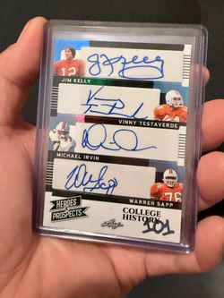 8 Auto 2 of 2  Cam Ward, Jim Kelly, Warren Sapp, Frank Gore