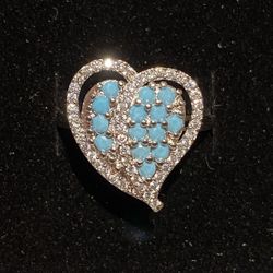 Turquoise Ring 925 Sz 7 Or 8