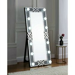 Glam Stand Alone Floor Mirror Faux Crystals All Around Bulbs NOT Included Firm Price $400