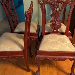 FOUR Chipendale Style Wooden Dining chairs