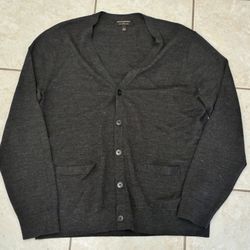 Banana Republic 100% Merino Wool Cardigan Sweater Gray Size L Button Front