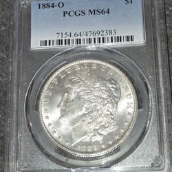 1884-0 Morgan Silver Dollar Graded Ms64