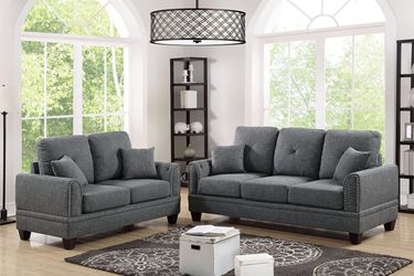 2 Piece Grey Sofa And Love Seat Set F6507