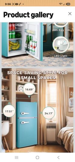 Retro Mini Fridge with Freezer Teal