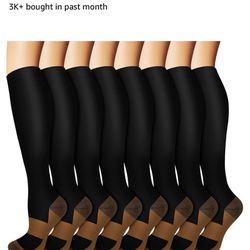 5 Pair Graduated Copper Compression Socks for Men & Women