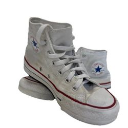 CONVERSE Kids Shoes Size 2 ALL STAR CHUCK TAYLOR 372860F White Canvas Hi Top Sneakers Girls Boys 