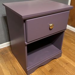 Purple Nightstand with Gold Knob