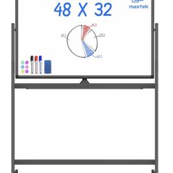 Double-Sided Magnetic White Board with Wheels - NEW