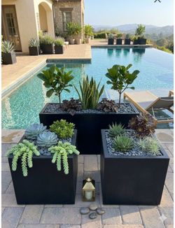 Modern Planting Box Fiberglass Flower (set 3)