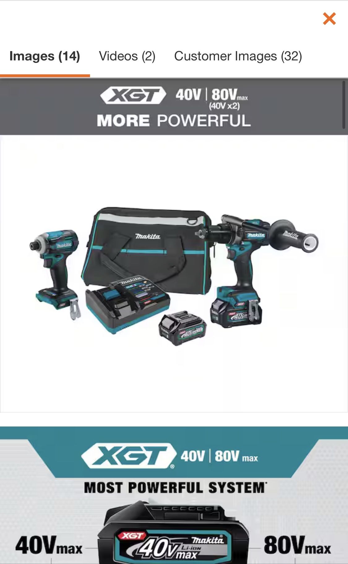 Makita 40V Max XGT Brushless Cordless 2-Pc. Combo Kit (Hammer Driver-Drill/Impact Driver) 2 Batteries 40 Volts