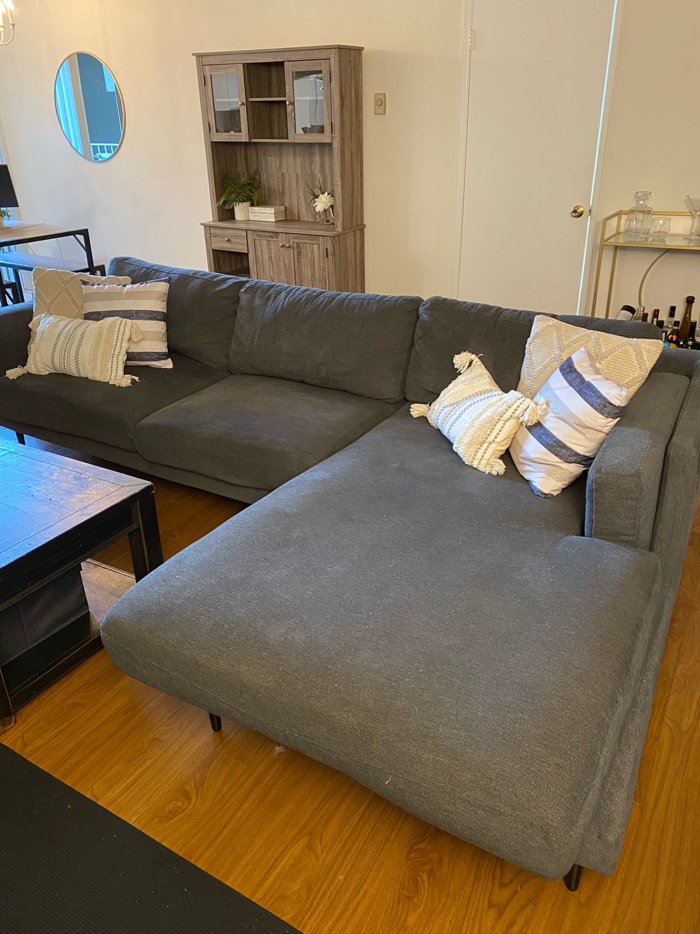 Living Spaces Aquarius II Dark Grey 2 Piece 120" Sectional With Right Arm Facing Chaise