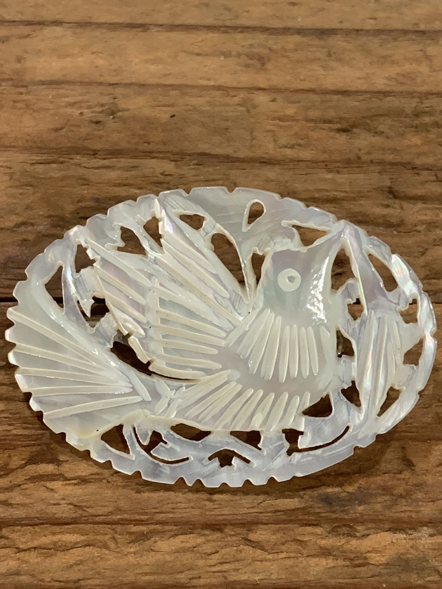 Vintage Mother Of Pearl Peace Dive Brooch
