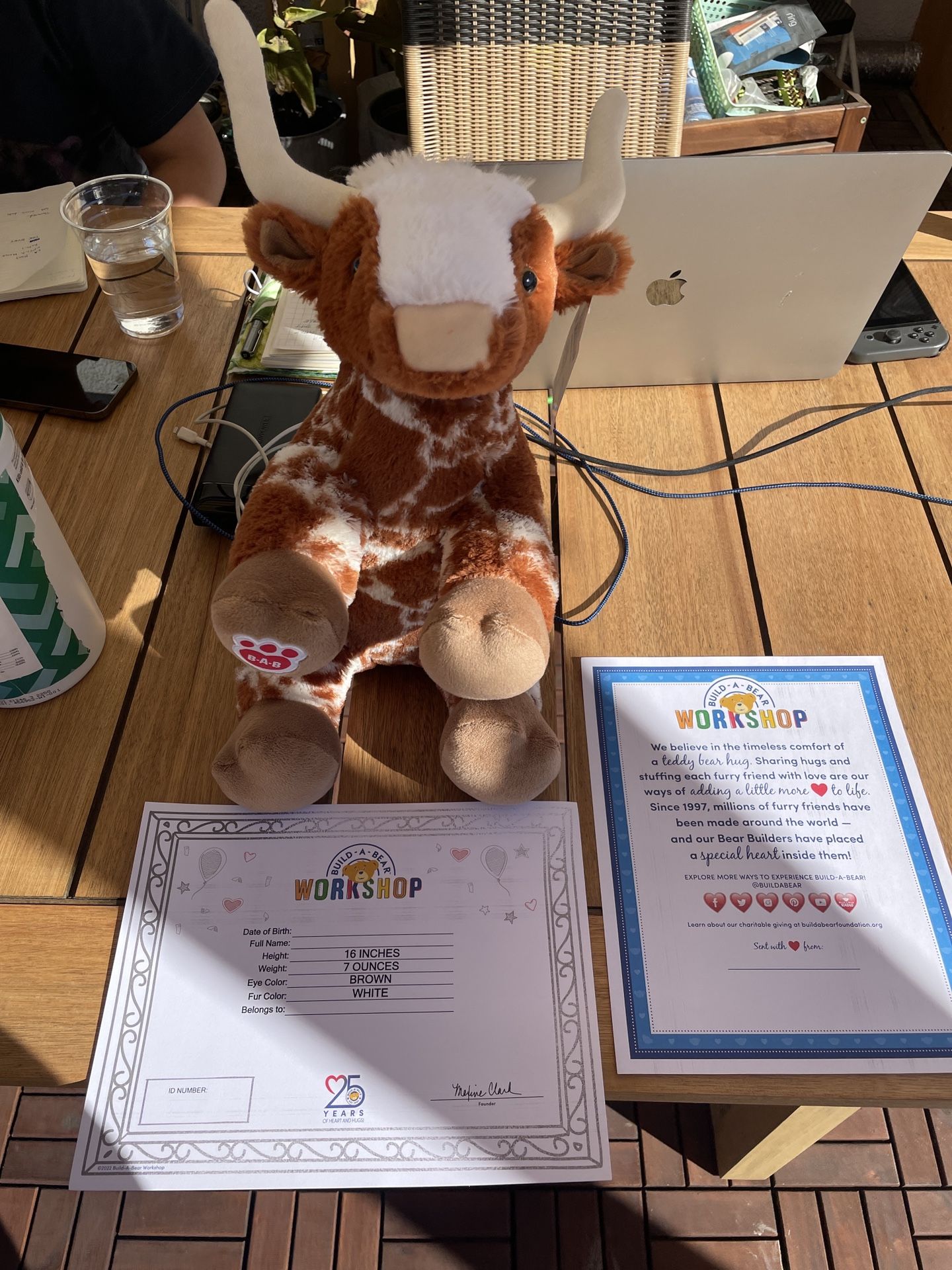Build a Bear Texas Longhorn II Spotted Cow Steer with Tag