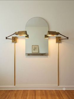 Vintage Brass Swing-Arm Wall Sconces - Pair