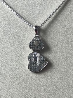 Diamond heart $ Key white gold with silver chain