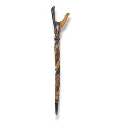 Vintage Hand-Carved Jamaican Snake Walking Stick Cane – Ocho Rios Folk Art