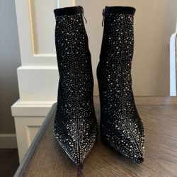 ISnom Chunky Heel Pointed Toe Ankle Boots 🖤