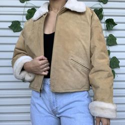 Wilsons leather Tan & Cream Suede Bomber Jacket