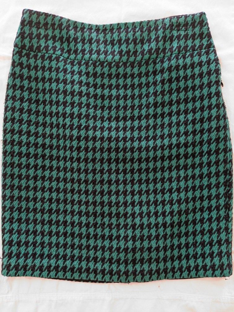 Green And Black Hound tooth Pencil Skirt