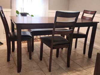 Dark Wood Dining Table with 4 Chairs