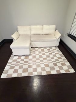 Neutral Cream & Beige Checkered Area Rug – $100 OBO