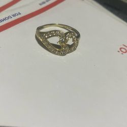 14 K Double Heart Ring Real Diamonds 