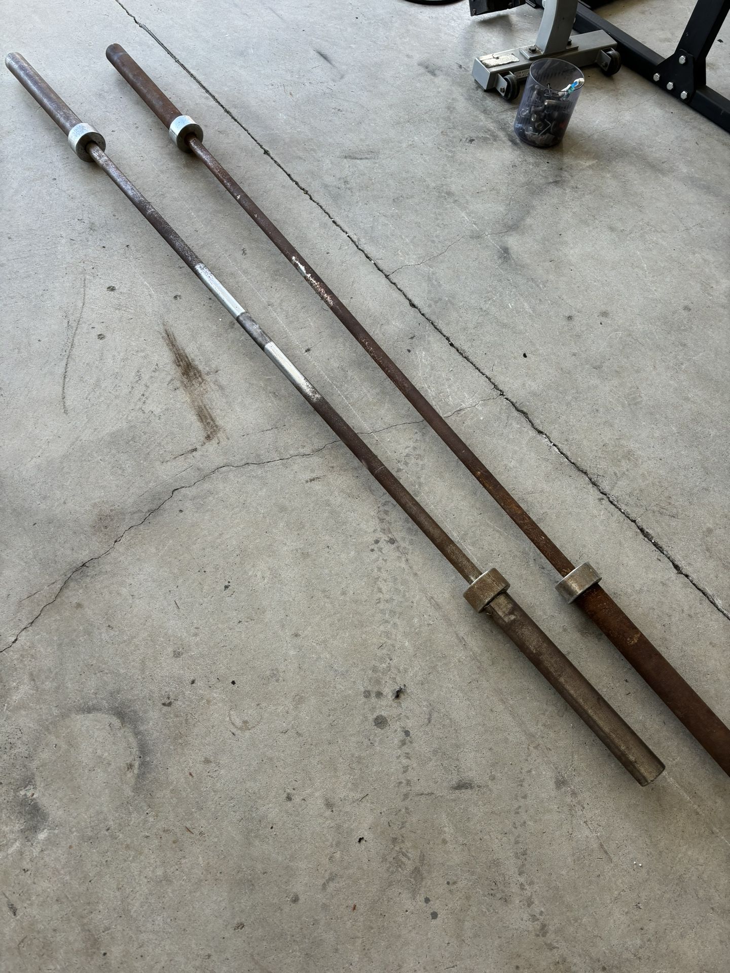 Two 45 LB Olympic Weight Long Bars, Both Need Repair