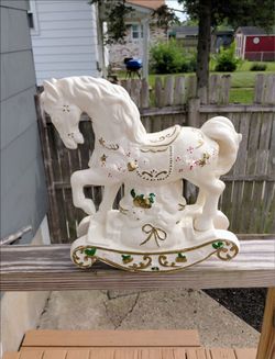 12" Ceramic Christmas rocking horse