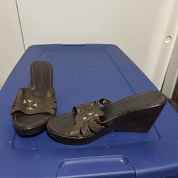 Brown Slip On Wedges