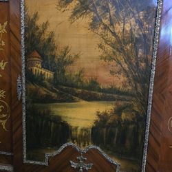 Vintage Cabinet With Hand-painted Artwork 