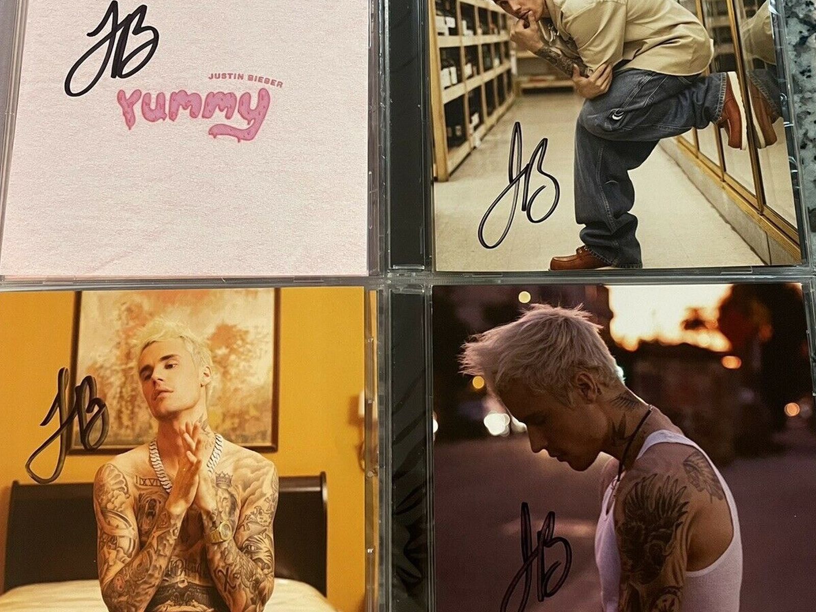 NEW Justin Bieber Signed Autographed Yummy Full Set CD 1-4 LOT IN HAND