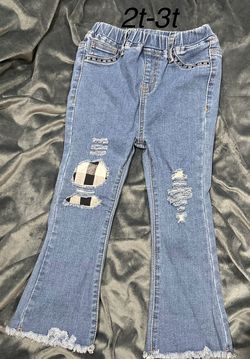 Custom Girls Plaid Flare Jeans