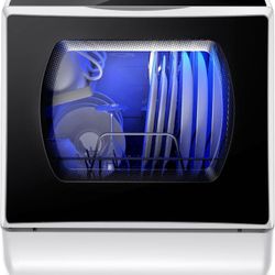 AIRMSEN Portable Countertop Dishwashers, 5 Washing Programs Mini Dishwashers with 5 L Built-in Water Tank and Double-layered Glass Door, No Hookup Nee