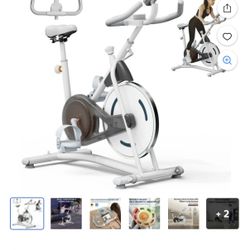White Exercise Bike for Home – Adjustable Magnetic Resistance Stationary Bike with Digital Monitor, Silent Flywheel & Transport Wheels, Supports 245 l