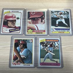 Pete Rose Baseball Cards (5 Cards) 🔥 Sharp Cards!!