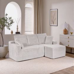 Compressed sofa Beige Corduroy fabric, New Especial price