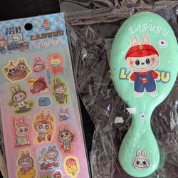 Labubu Stickers And Hair Brush $5.00 Total