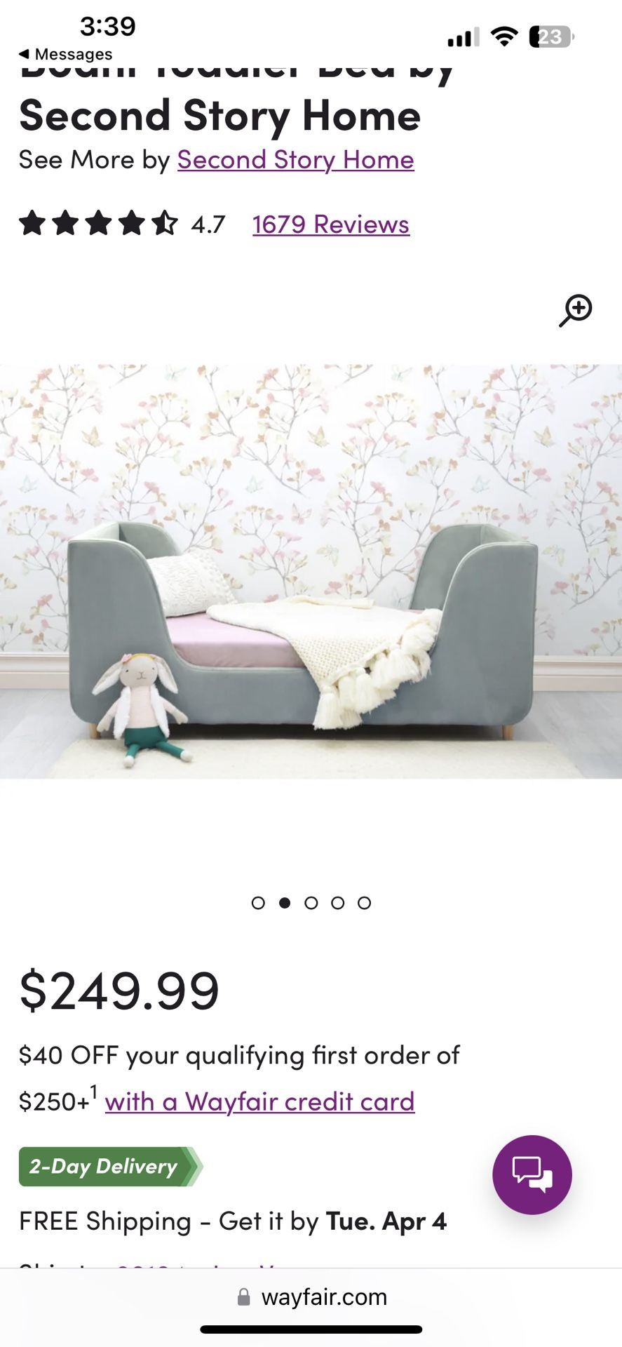Bodhi Toddler Bed by Second Story Home Like New with Mattress LOOk!!