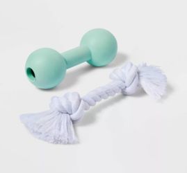 Boots & Barkley 2pc Bundle- Puppy Occupy Rubber & Rope Dog Toy Set
