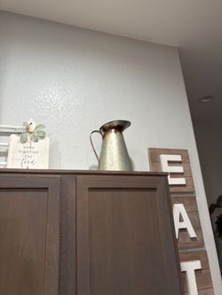 Rustic Farmhouse Metal Pitcher Vase
