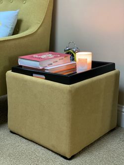 Square Ryan Modular Storage Ottoman with Tray Top for Sale in