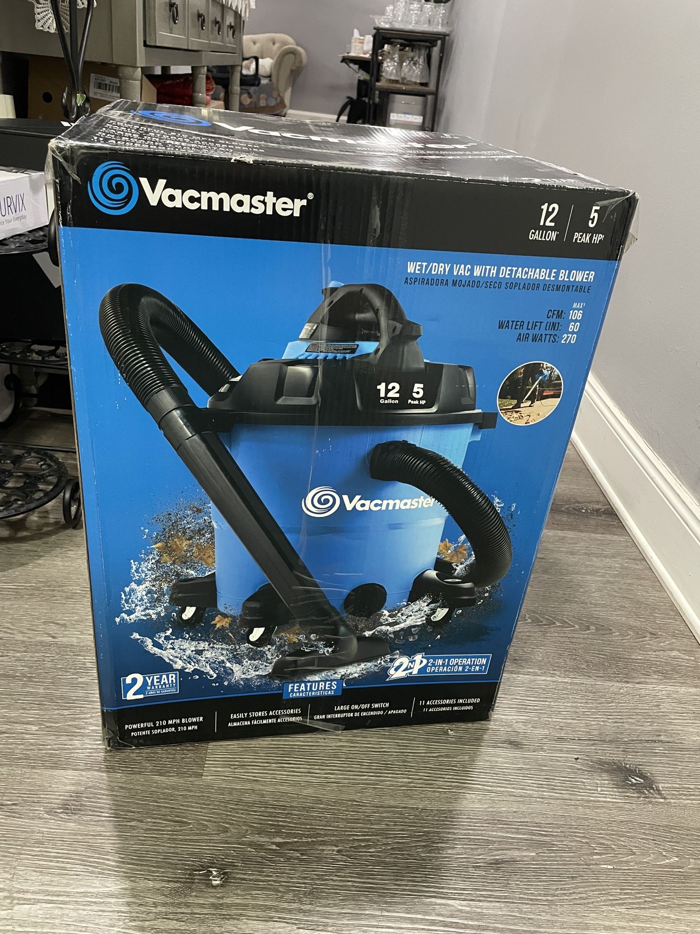Vacmaster Blue Line 12-Gallon* 5 Peak HP† Wet/Dry Vacuum