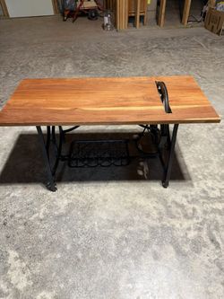 Repurposed Sewing Machine Frame Table
