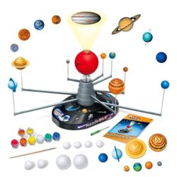 Playz Premium Solar System Model Kit for Kids - 4 Speed Motor, HD Planetarium Projector, 8 Painted Planets & 8 White Foam Balls with Paint and Brush f