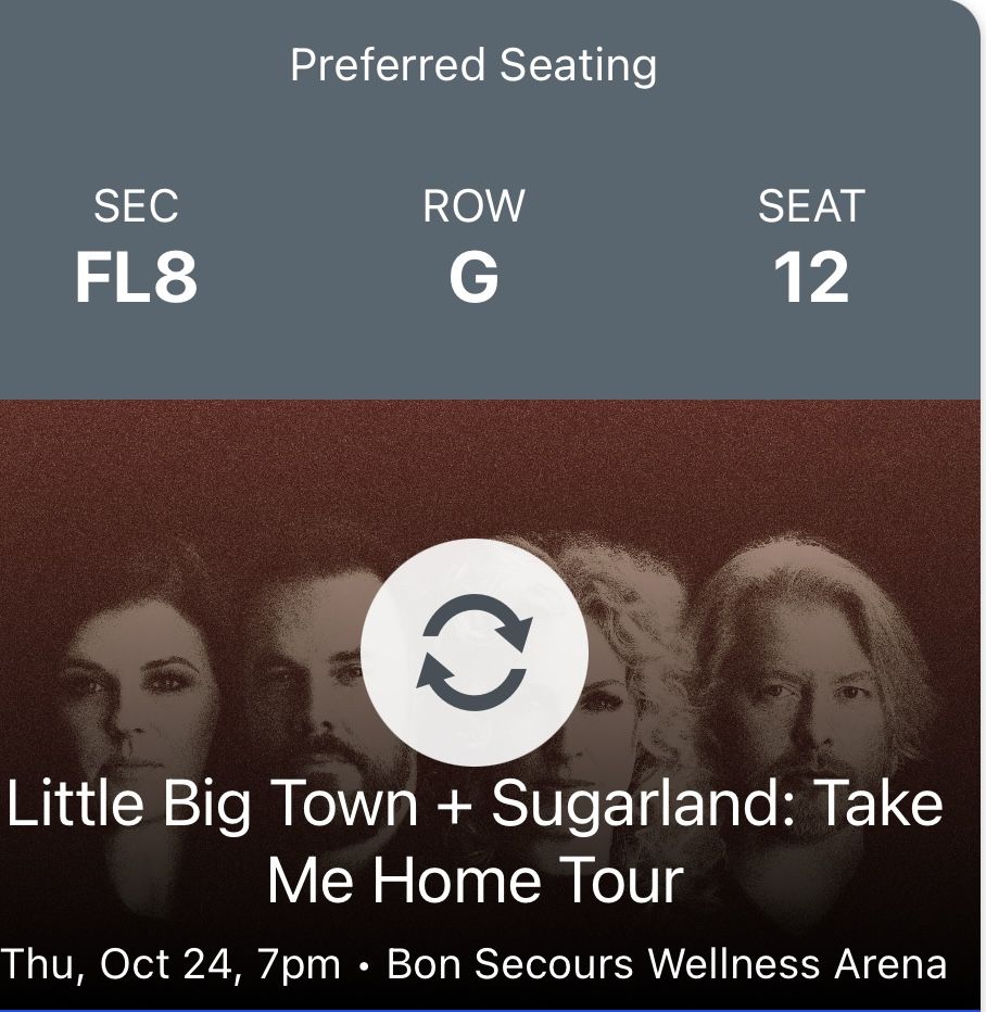(2) Little Big Town & Sugarland Tickets Greenville